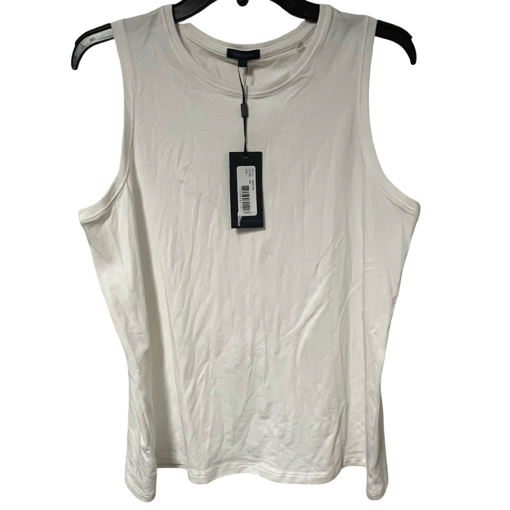 NWT Patrick Assaraf‎ Womens Pima Cotton Spandex Tank Top White Size L